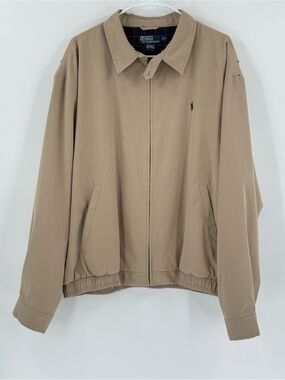 Polo Ralph Lauren Vintage‎ Jacket Mens XL Tan Harrington Full Zip Windbreaker